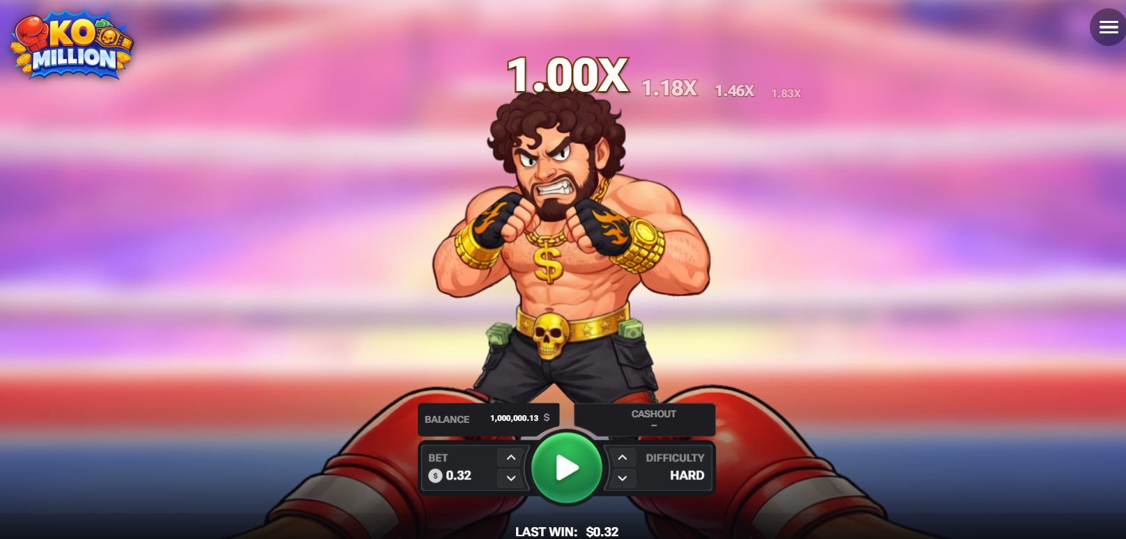 شاشة KO Million تعرض الملاكم والمضاعف أثناء النزال